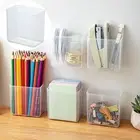 Transparent Self-adhesive Container Desktop Storage Basket Bathroom Storage