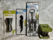 NEW 4 Bartender Tools Standard & Waiters Corkscrew, Step Jigger & Double Jigger