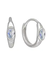 Tiramisu Silver 0.60 ct. tw. Rainbow Moonstone Huggie Earrings