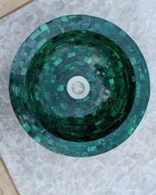 Premium Malachite Stone Vanity Sink, Round Wash Basin , Bathroom Accessories