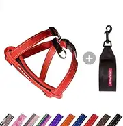 EzyDog Chest Plate Dog Harness - with Free Car Restraint - Best No Pull Harnesses for Small, Medium and Large Dogs - Custom Fit,Reflective, Easy Fit (XL, Red)
