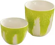 UTHCLO Retro Chinese Tea Cup Ceramic Cabbage Pattern 2pc Set Kung Fu Tea Tasting Cup