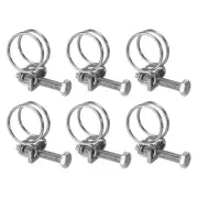 6Pcs Double Wire Hose Clamp, 21-25mm Adjustable Hose Clip with M6 Bolt