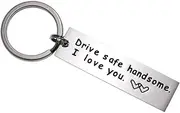 [Jklmnops] Drive Safe Keychain Handsome I Love You Trucker Husband Dad Gift Valentines Day Stocking Stuffer 1 Pcs