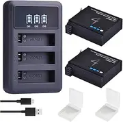 HOMERW Camera Bateria 1680mAh Compatible with Gopro Hero 4 Battery Replacement + L.E.D 3-Slots USB Charger for HERO4 AHDBT-401 Action Camera(2 Battery 1 Charger)