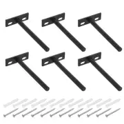 6Pcs 5 Inch Wall Mounting Floating Shelf Bracket Hidden Shelf Support, Black