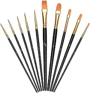 Vicloon 10Pcs Paint Brushes, Professional Painting Brushes Set Nylon Hair Artist Paint Brushes for Acrylic Oil Watercolor Gouache Face Painting
