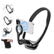 Magnetic Neck Phone Holder for Recording, Neck Tripod for iPhone, 360°& 180°