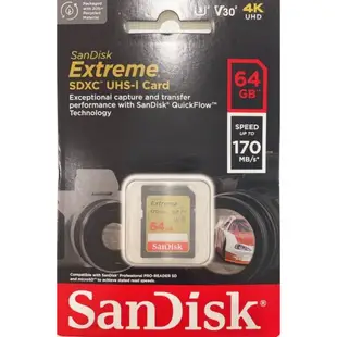 【SanDisk 晟碟】Extreme SDHC/SDXC UHS-1 U3 V30 64GB-256GB 記憶卡