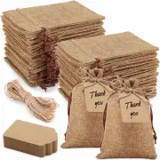 100 Pcs Burlap Gift Bags with 100 Pcs Kraft Paper Gift Tags with Drawstring F...