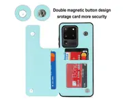 3 Cards Leather Case for Samsung Galaxy S20 Ultra, RFID Blocking Material to Protect Card Data - Mint Green