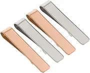 [FOMIYES] Chic Stainless Steel Tie Clips 4 Pack Fashionable Flat Clips for Men's Business Office Wedding Occasions Classic Design