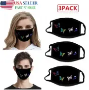 Washable Reusable Double Layer Cotton Face Masks Adult Black Unisex-3 Pack