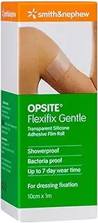Opsite Flexifix Gentle Silicone Dressing Adhesive Film Roll, 1 Meter Length x 10 cm Width, Transparent