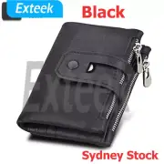 Mens Retro Genuine Leather Handmade Money Zip Clip Wallet Purse Coin Pocket RFID