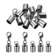 20Pcs Cord End Cap 6.5mm ID Black Copper Column Barrel End Caps for DIY Tassels