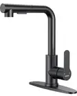 Hurran Kitchen Faucet ~ Matte Black Faucet with Pull Out Sprayer and Deck Plate