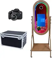 Magic Mirror Photo Booth 21.5" Touch Screen Mirror Photo Booth Selfie Photobooth Machine RGB Frame Light for Event Rental Wedding Party (Machine+Camera)