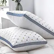 Standard Size Quilted Hotel Pillows, Comfortable and Supportive Bed Pillows, Suitable for Stomach,Back and Side Sleepers, 73x48cm, Set of 2 (Standard)