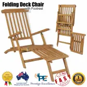 Folding Deck Chair Outdoor Beach Reclining Lounge Camping Garden Fishing Lounger