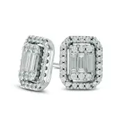 0.5 CT. T.W. Diamond Octagonal Frame Stud Earrings in 14K White Gold
