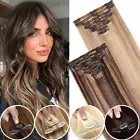 Extra Thick Double Weft Clip In Hair Extensions 100% Remy Human Hair Real Piece