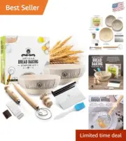 High-Quality Sourdough Bread Kit with Rattan Baskets & Stainless Steel Tools