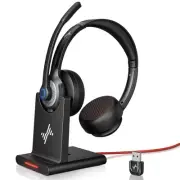 Wireless Headset with AI Noise Cancelling Microphone Bluetooth Headset - Blue...