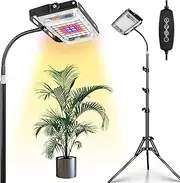 Grow Light with Stand, Full Spectrum 150W LED Floor Plant Light, Auto On/Off Timer, 10 Dimmable Levels, 3 Switch Modes, Adjustable Tripod Stand 40-160cm