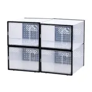 4Pcs Clear Plastic Stackable Shoe Storage Boxes with Magnetic Door