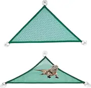Bearded Dragon Hammock Pack - 2 PCS Breathable Mesh Reptile Bed, Rest Lounger Carrier for Axolotl, Geckos, Lizard Pet Tank Accessories, Green