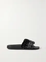 [Givenchy] Givenchy - Logo-print Shearling Slides - Black - IT35 IT 35 Black