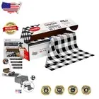 Black Checkered Roll Tablecloth - Water-Resistant with Slide Cutter for Easy Use