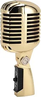 Vintage Dynamic Microphone, Microphone for Singing, Self Tensioning Swivel Rack, Classic Retro Dynamic Vocal Mic for Stage Performances, Recording Studios,Etc (Gold)