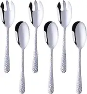 18/10 Stainless Steel Hammered kitchenware Set kitchenware 6 PCS Salad Serving Set Silver
