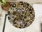 Black Geode Coffee Table Top, Stone Round Center Table Top, Living Room Decors