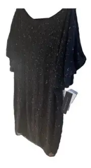 Aidan Mattox Dolman Split Sleeve Black Cocktail Dress