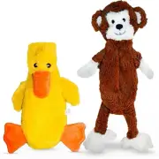 FGA MARKETPLACE Monkey-Duck Flat NO Stuffing NO Squeak Plush Dog Toy, 21 inch