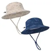Baby Sun Hat for Boy Girl Toddler,Kids Summer UPF 50+ UV 2-4T Khaki & Navy 2pcs