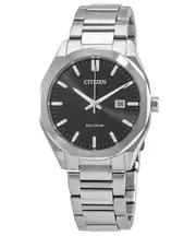 Citizen Eco-Drive Stainless Steel Black Dial Analog BM7600-81E 100M Mens Watch