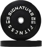 Signature Fitness 2" Olympic Bumper Plate Weight Plates with Steel Hub, Pairs, Singles or Sets