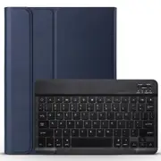 Bluetooth Keyboard & Leather Tablet Case For Ipad Pro 11 Detachable Brushed Texture Horizontal Flip Holder Dark Blue