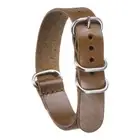 16mm Quick Release Genuine Leather Watch Band W Silver Metal Buckle, Light Brown