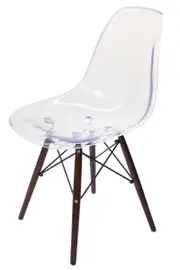 SK Designer Living Replica Eames DSW Eiffel Chair - Clear & Walnut