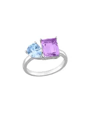 Rina Limor Toi & Moi Silver 3.65 ct. tw. Pink Amethyst & Sky Blue Topaz Ring