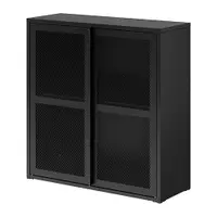 在飛比找IKEA優惠-IKEA 附門收納櫃, 黑色 網狀, 80x83 公分
