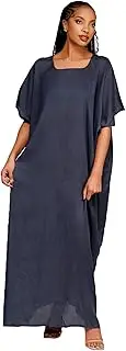 [Kushetic] Plain Baati, African Dress for Women, Maxi Dress, Kaftan, Moo Moo Casual Dresses for Women (56-Inch Long)