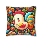 Cute Chicken Spun Polyester Square Pillow Case