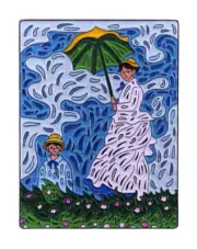 Claude Monet Stroll Woman with Parasol Madame Son Impressionist Oil Painting Pin