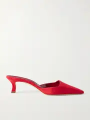 [Manolo Blahnik] Manolo Blahnik - Moiramu 50 Suede Mules - Red - IT38.5 IT 38.5 Red